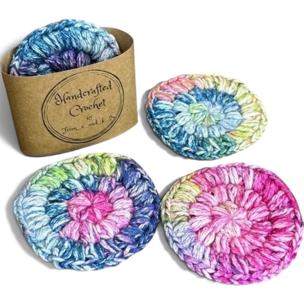 Handcrafted Crochet Face Round Makeup Remover Scrubbies Set Cotton Yarn